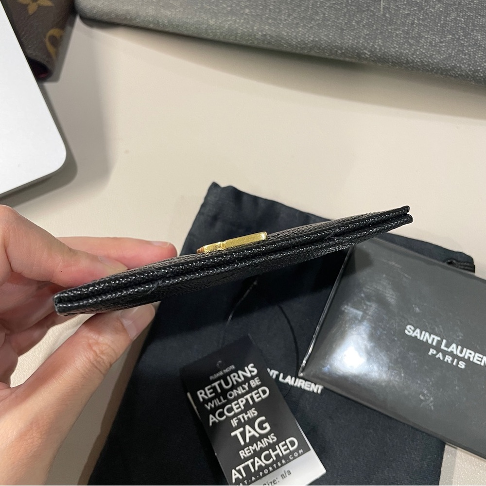 Saint Laurent Black Card Holder with Gold Logo - Picture 6 of 8